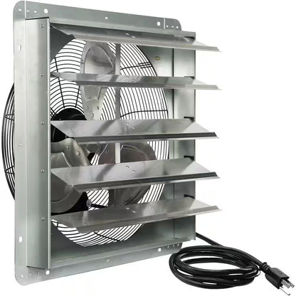20 In. Shutter Exhaust Fan with 1.65M Power Cord, Wall Mounted, 3500CFM, Vent Fan for Garages, Greenhouses