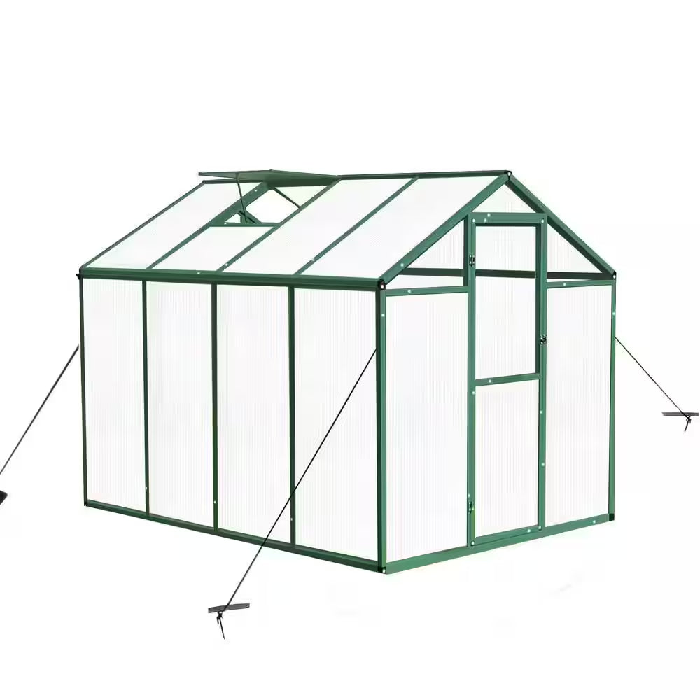72.83 In. W X 97 In. D X 86.42 In. H Polycarbonate Raised Base and Anchor Aluminum Heavy Duty Walk-In Greenhouse